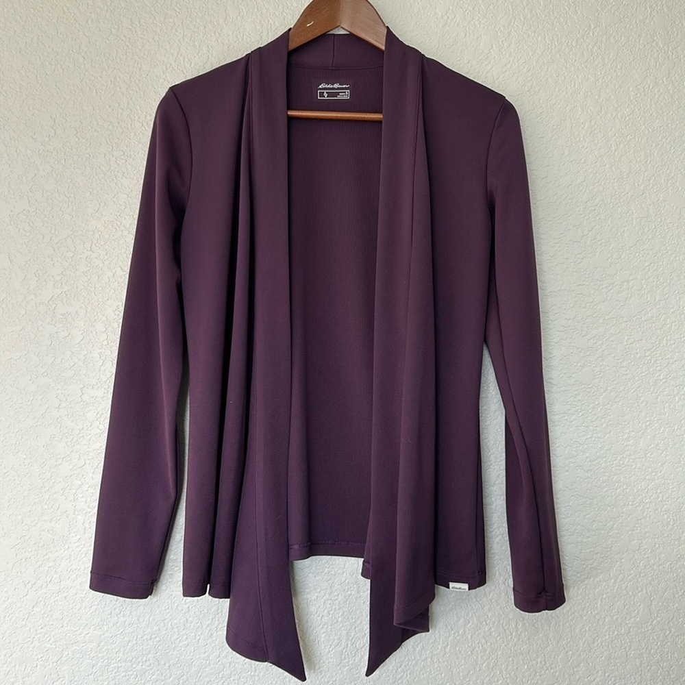 Eddie Bauer Women's Open Front Purple Cardigan - Small